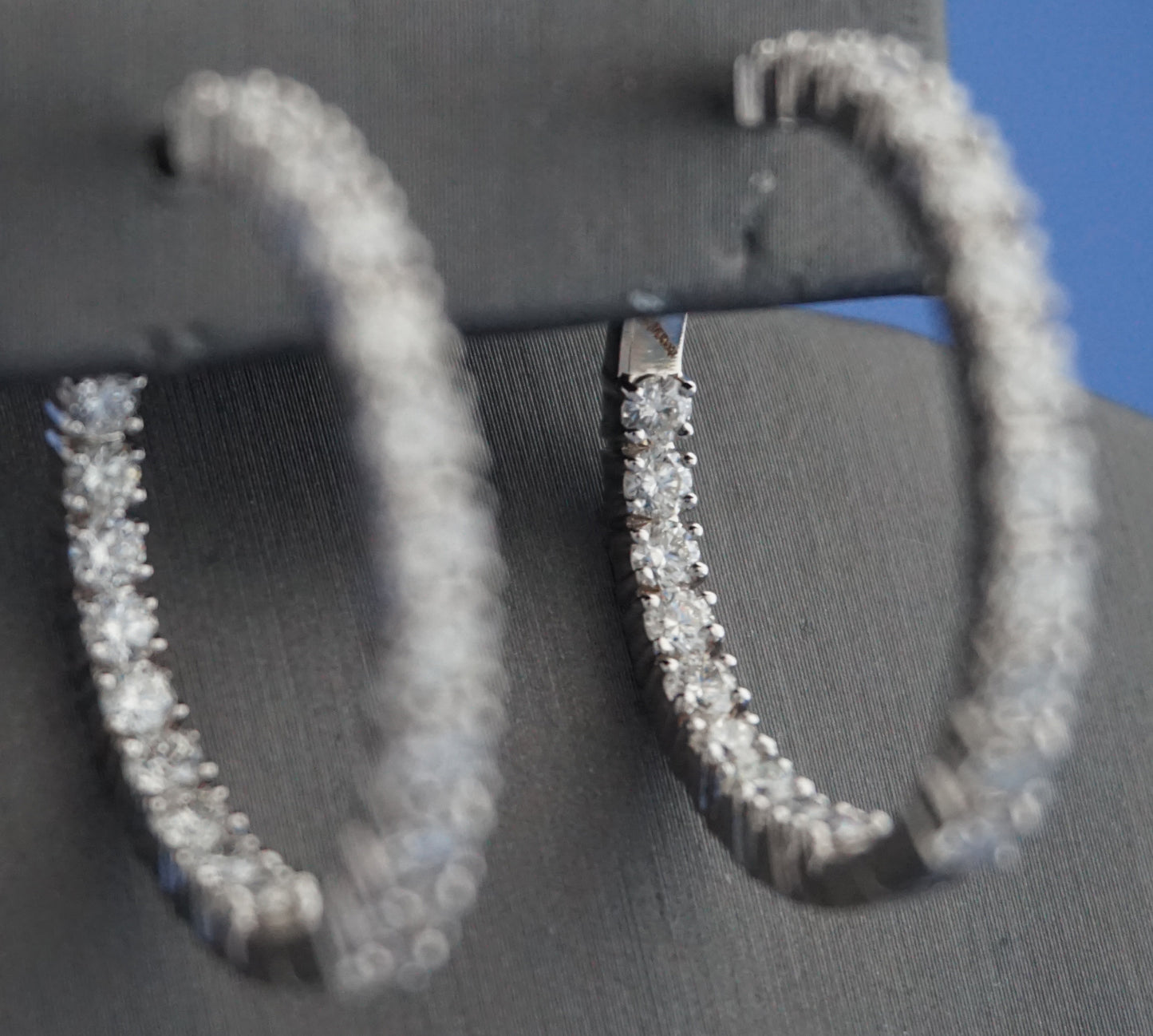 18k white Gold inside out Hoop Earrings studded with 3.42 carats of diamonds