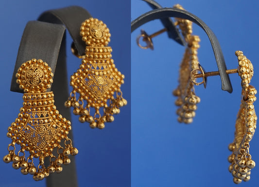 Golden Harmony Earrings with dangling beads