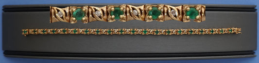 Tennis bracelet studded with natural diamonds and Emeralds