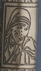 Fountain pen engraved with flower design sketch of Mother Teresa