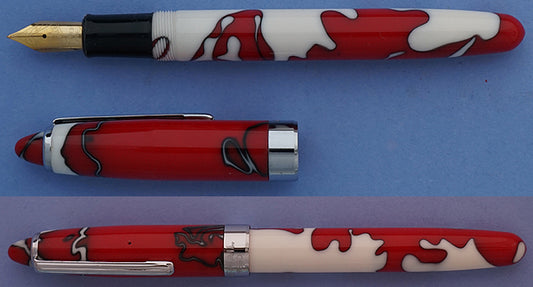 Airmail Red and white marbled eye dropper Fountain pen