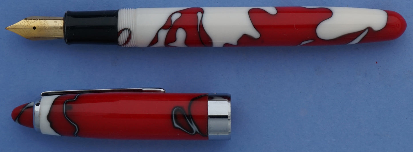 Airmail Red and white marbled eye dropper Fountain pen